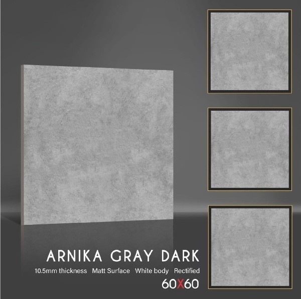 Керамогранит Arnika Gray Dark 1136 60х60 серый матовый под бетон