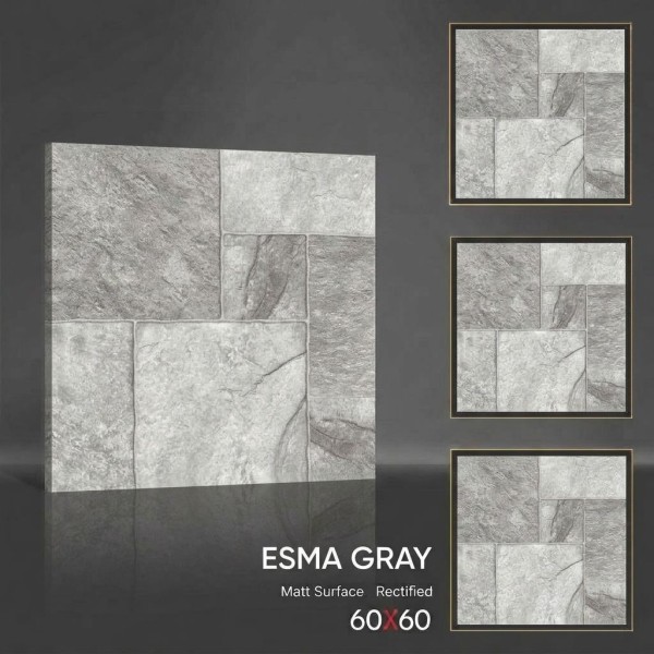 Керамогранит серый 60x60 матовый под камень Esma Gray